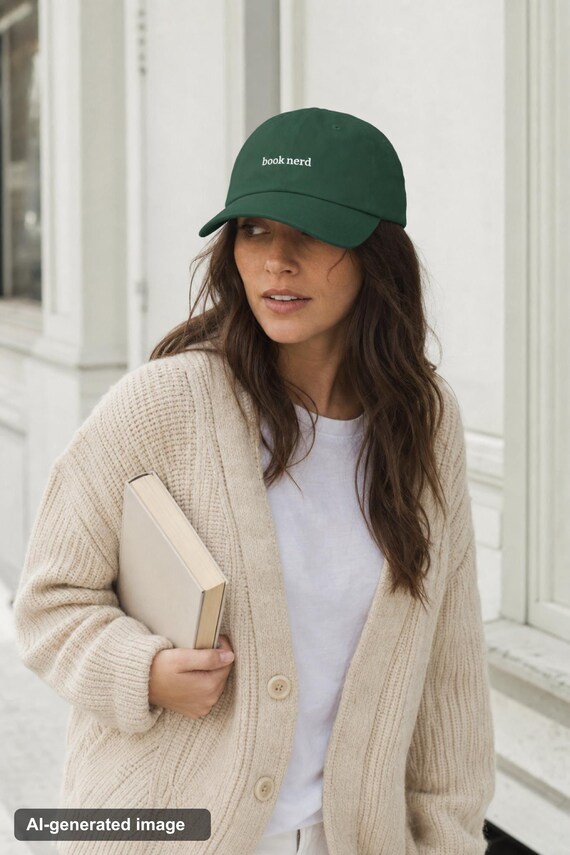 Book Nerd Embroidered Hat Bookworm Cap Literary Cotton Twill Reader Gift detail