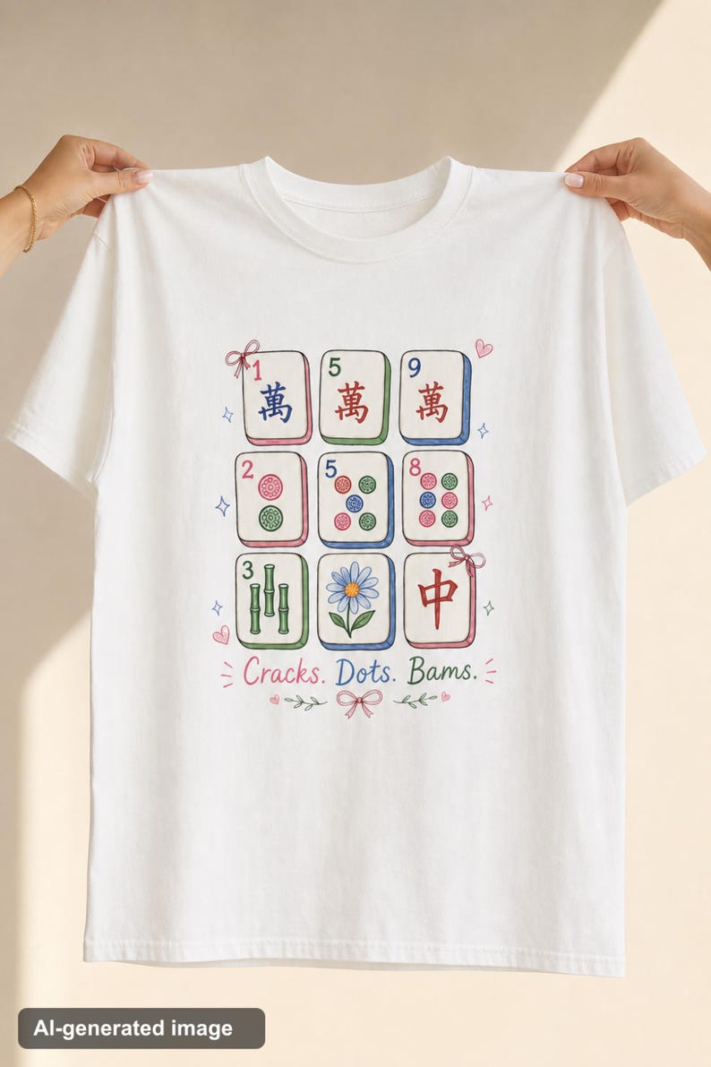 Mahjong Tiles Illustration Shirt Crak Dot Bam Comfort Colors Garment Dyed Tee Game Night