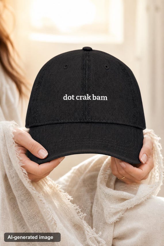 Dot Crak Bam Mahjong Denim Hat Embroidered Cap Game Night Gift detail