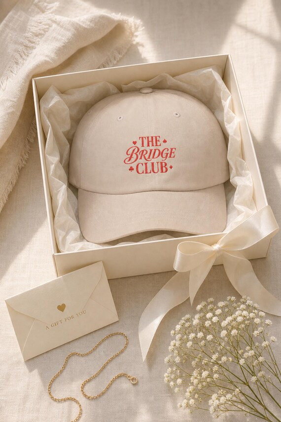 Embroidered Dad Hat Bridge Club Card Suits Vintage Script Cap detail