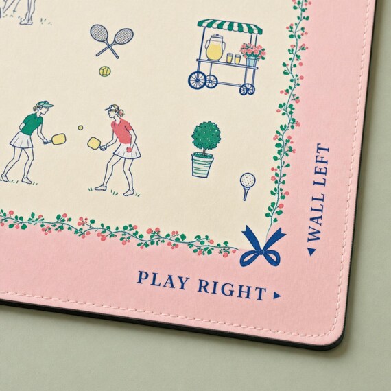 Country Club Mahjong Mat: Tennis Golf Pickleball Toile Neoprene, 4 Sizes with Storage Bag detail