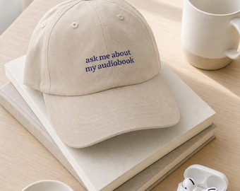 Ask Me About My Audiobook Embroidered Hat Listener Cap BookTok Reader Gift