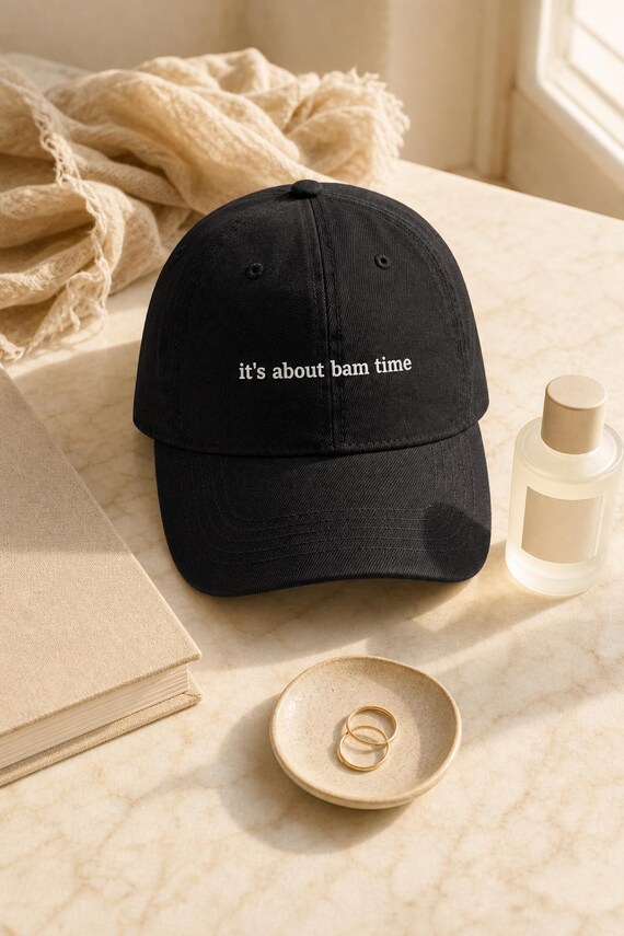 Bam Time Mahjong Denim Hat Embroidered Cap Game Night Tile Lover detail