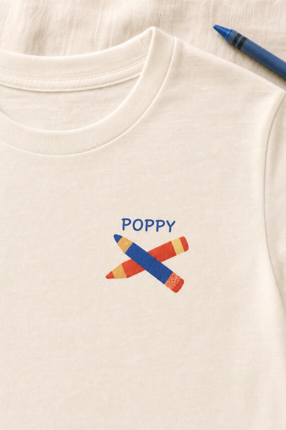 Personalized Back to School Shirt Colored Pencil Youth Tee Custom Name Kids First Day of School Boys Girls Front and Back Print detail