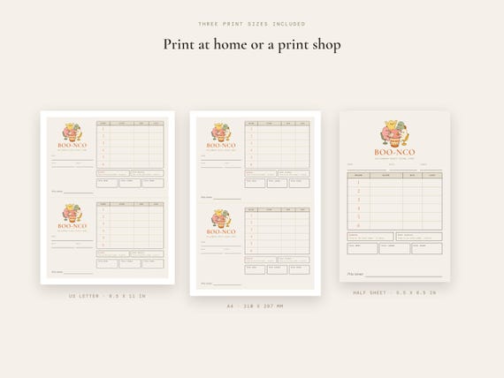 Bunco Score Card Printable Halloween Boo-nco Ghost Scorecards Instant Download Dice Game Night Party detail