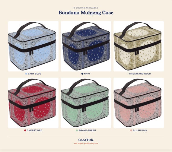 Mahjong Case: Bandana Western Paisley Travel Bag, Fits Full Set, 6 Colors, Personalized Monogram detail