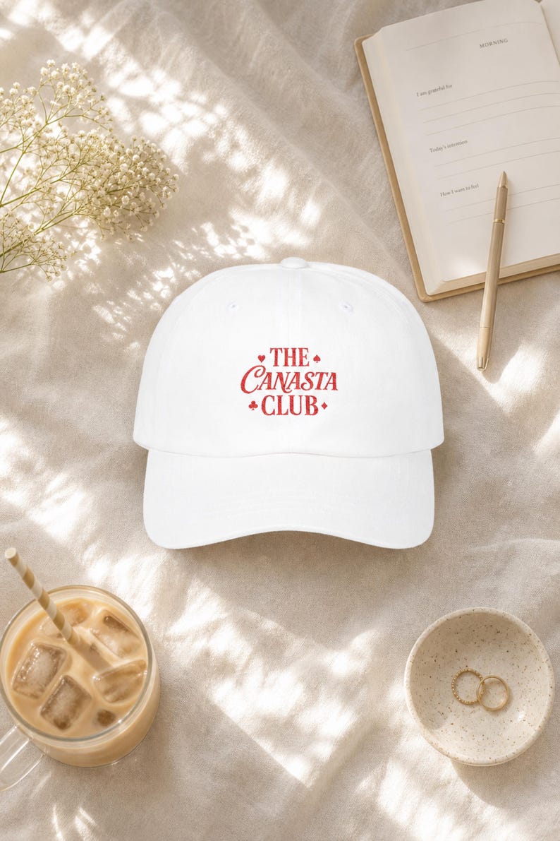 Embroidered Canasta Dad Hat | Vintage Script Card Game Cap | Canasta Player Gift for Game Night