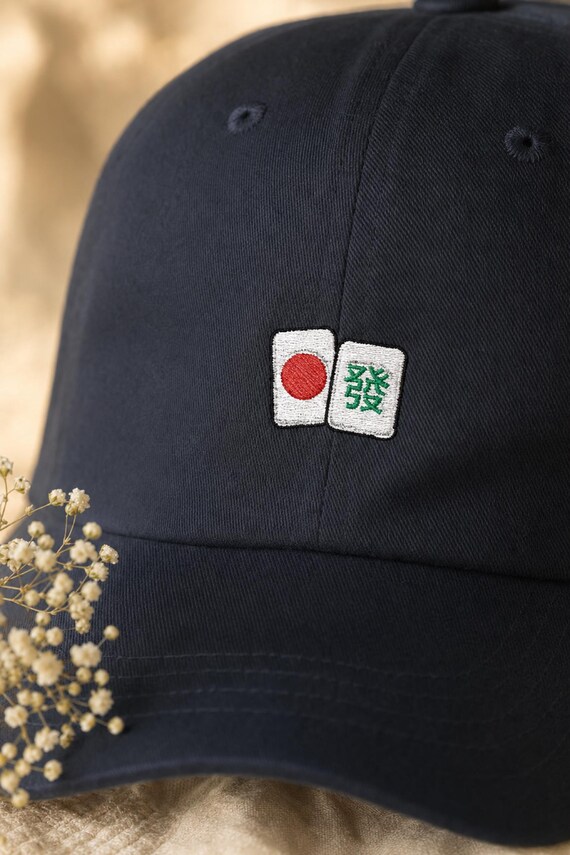 Mahjong Tile Embroidered Hat Cotton Cap Mahjong Lover Gift Game Night detail