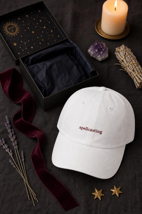 Witchy Embroidered Dad Hat Spellcasting Occult Aesthetic Cap Goth Gift detail