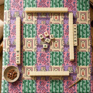 Mahjong Tischdecke Tile Print Quadratische Tischdecke Game Night Decor Hostess Geschenk Bachelorette Women Player