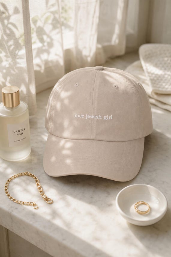 Nice Jewish Girl Embroidered Dad Hat Funny Judaism Cap Bat Mitzvah Gift detail