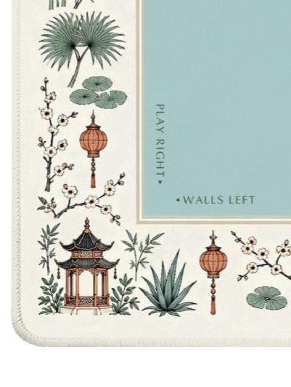 Monogram Mahjong Mat: Personalized Chinoiserie Garden, Custom Initials, Neoprene Table Protector, 4 Sizes with Bag detail
