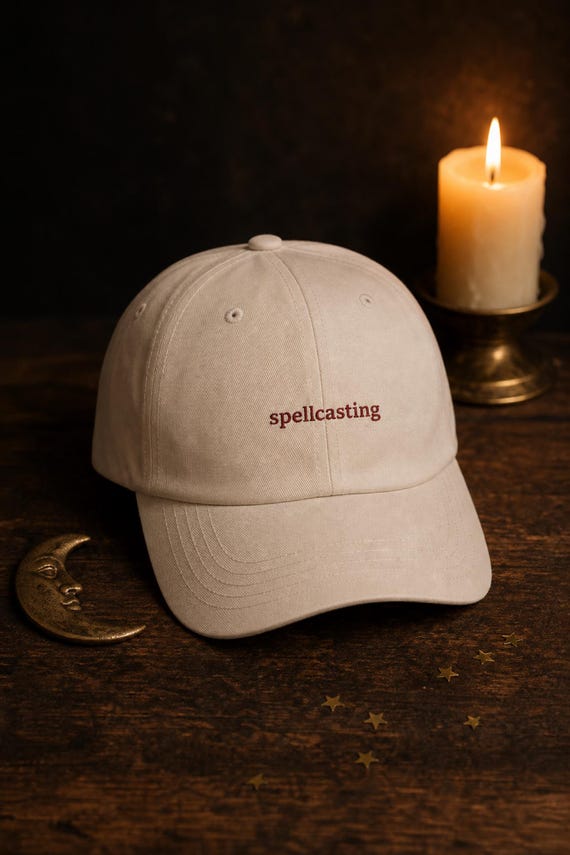 Witchy Embroidered Dad Hat Spellcasting Occult Aesthetic Cap Goth Gift detail