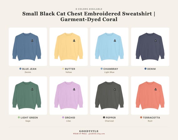 Embroidered Black Cat Sweatshirt Mahjong Tile Comfort Colors Crewneck Game Night detail
