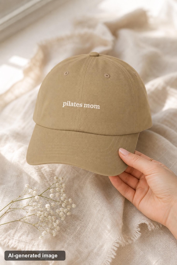 Pilates Mom Embroidered Hat Reformer Class Cotton Cap Fitness Gift detail