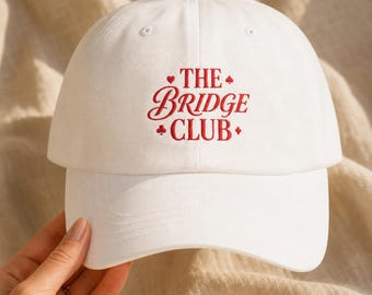 Embroidered Dad Hat Bridge Club Card Suits Vintage Script Cap