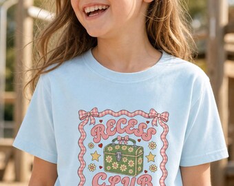 Girls Back to School Shirt Recess Club Coquette Bow Toddler Youth Comfort Colors Tee