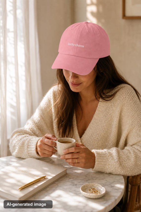 Lucky Charm Embroidered Hat Aesthetic Baseball Cap Good Luck Clover Spring detail