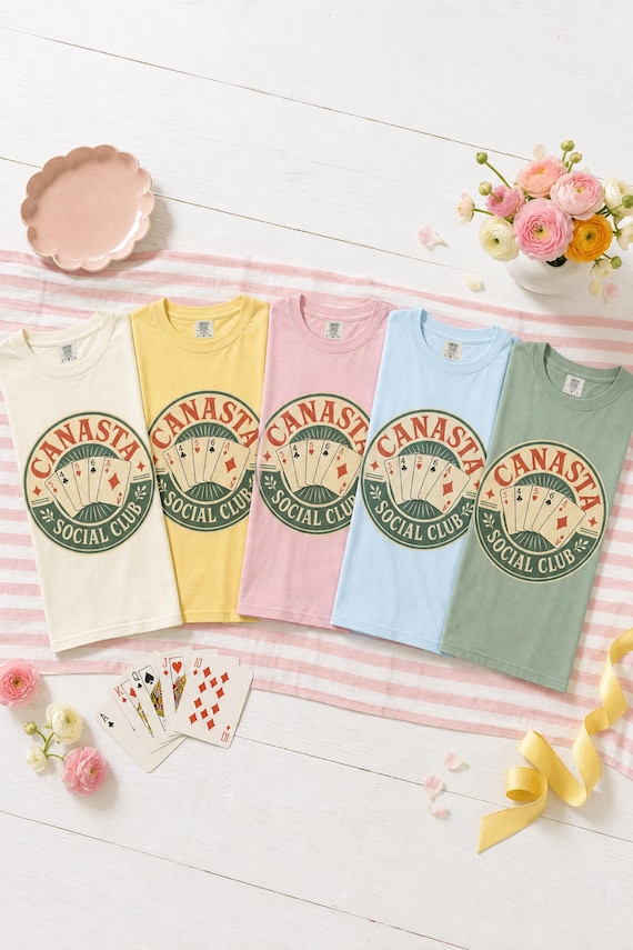 Canasta Social Club Comfort Colors T-Shirt | Vintage Card Game Tee Playing Cards Gift detail