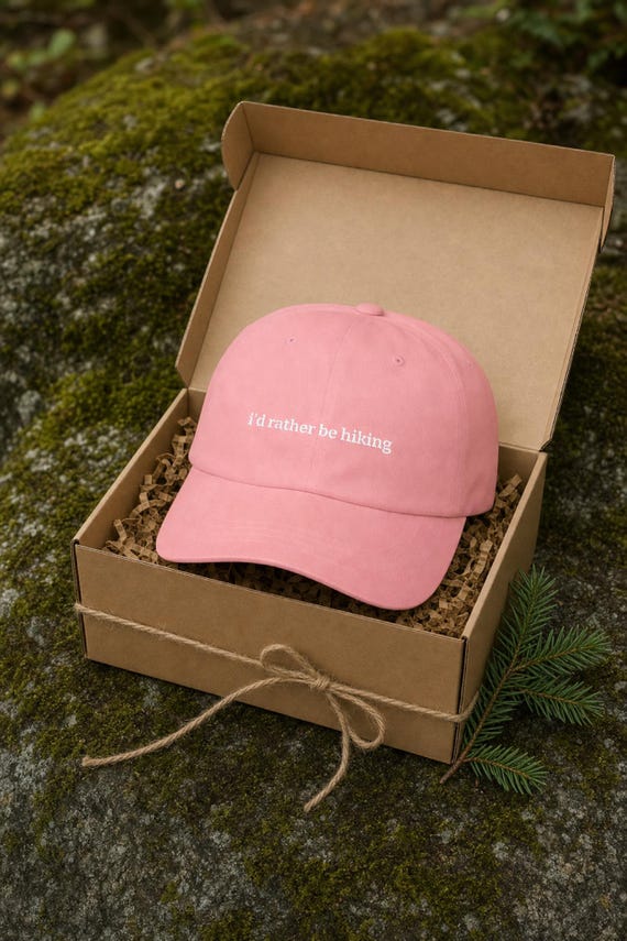 Funny Hiking Dad Hat I'd Rather Be Hiking Embroidered Cotton Cap Outdoor Trail Gift detail