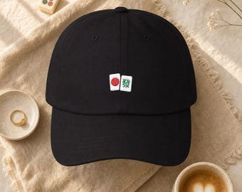 Mahjong Tile Embroidered Hat Cotton Cap Mahjong Lover Gift Game Night