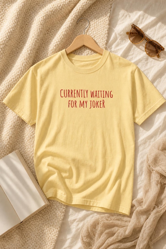 Funny Mahjong Shirt Waiting for My Joker Garment Dyed Embroidered Tee Game Night detail