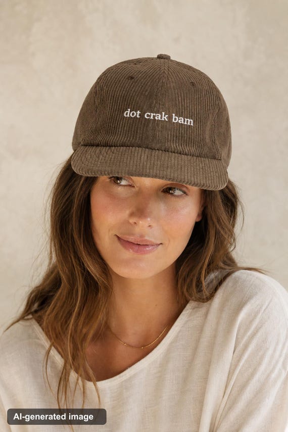 Dot Crak Bam Mahjong Corduroy Hat Embroidered Vintage Cap Game Night Tile Lover detail