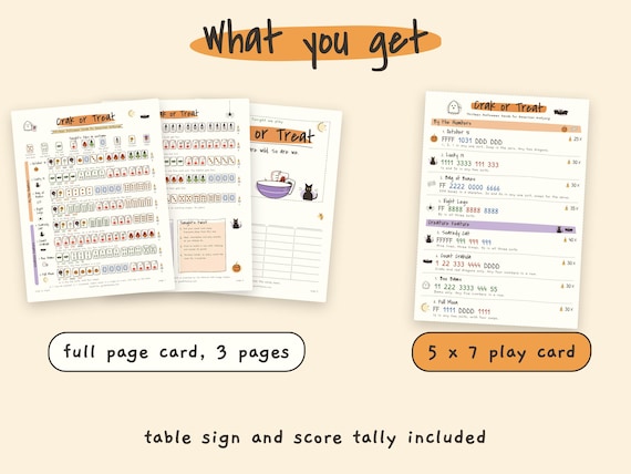 Halloween Mahjong Card: 13 Printable Hands, American Mah Jongg Game Night, Ink Saver detail