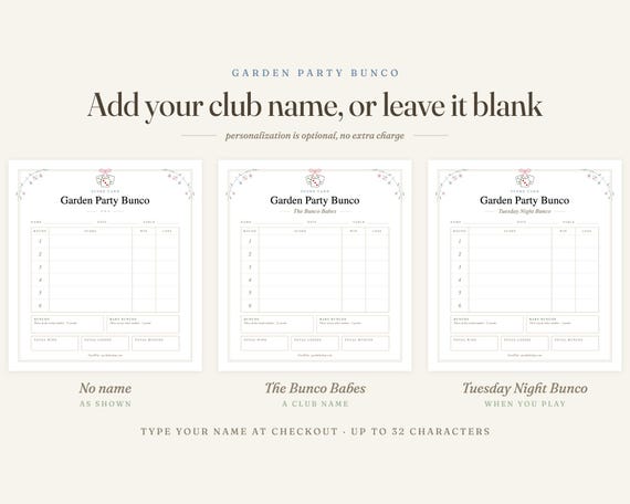 Bunco Score Card Pad: Personalized Tear Off Notepad, 50 Sheets, Garden Party Floral Dice detail