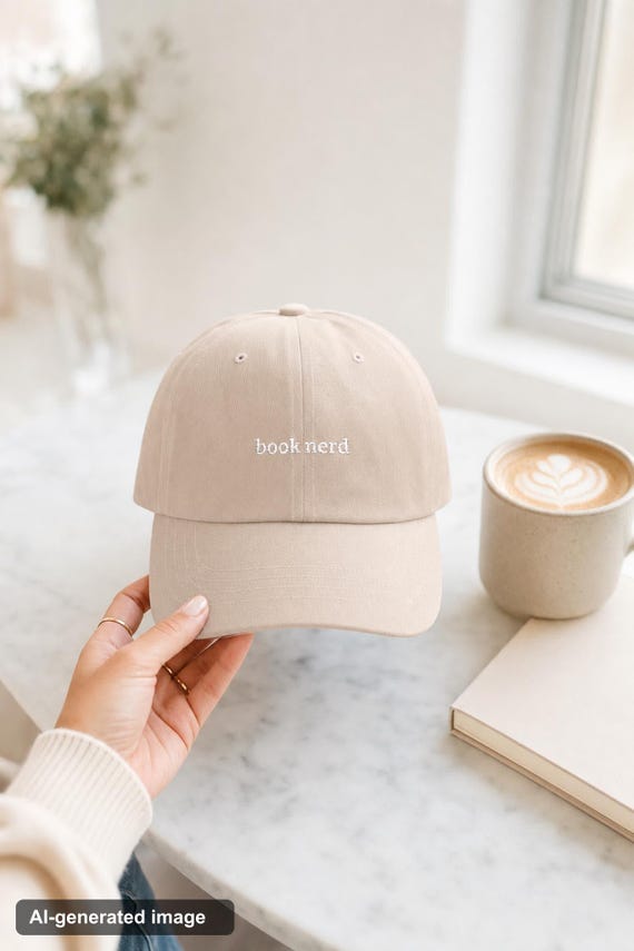 Book Nerd Embroidered Hat Bookworm Cap Literary Cotton Twill Reader Gift detail