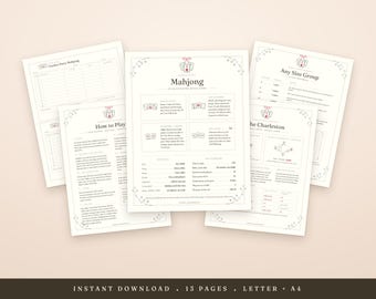 Mahjong Cheat Sheet Printable: Rules Guide, Charleston, Score Cards, Host Kit, Letter A4