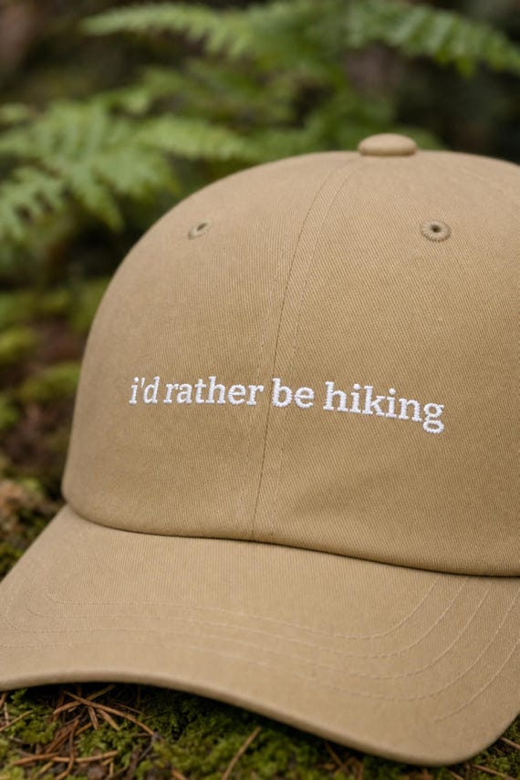 Funny Hiking Dad Hat I'd Rather Be Hiking Embroidered Cotton Cap Outdoor Trail Gift detail