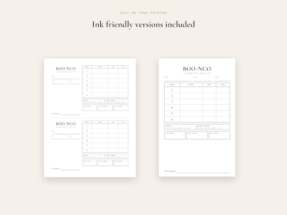 Bunco Score Card Printable Halloween Boo-nco Ghost Scorecards Instant Download Dice Game Night Party detail