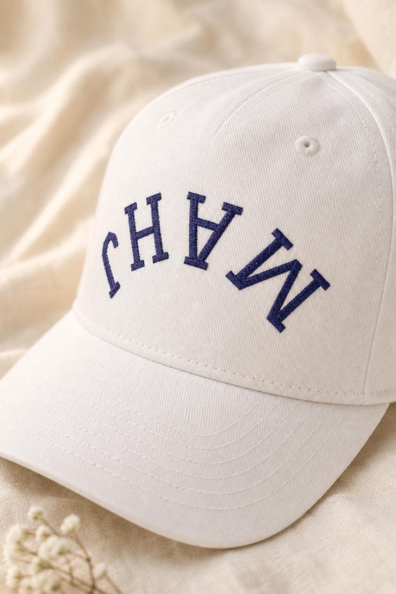 Mahj Varsity Arch Embroidered Hat Mahjong Player Cap Snapback Game Night detail