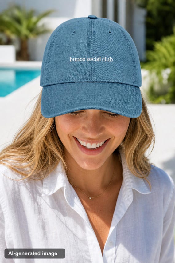 Bunco Social Club Embroidered Dad Cap - Classic Adjustable Hat detail