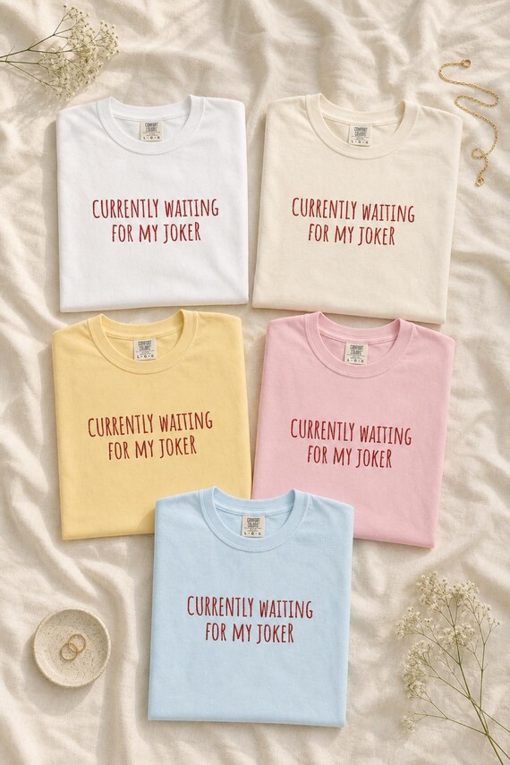 Funny Mahjong Shirt Waiting for My Joker Garment Dyed Embroidered Tee Game Night detail