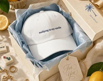 Mahjong Is My Cardio Embroidered Hat Cotton Twill Cap Game Night Player