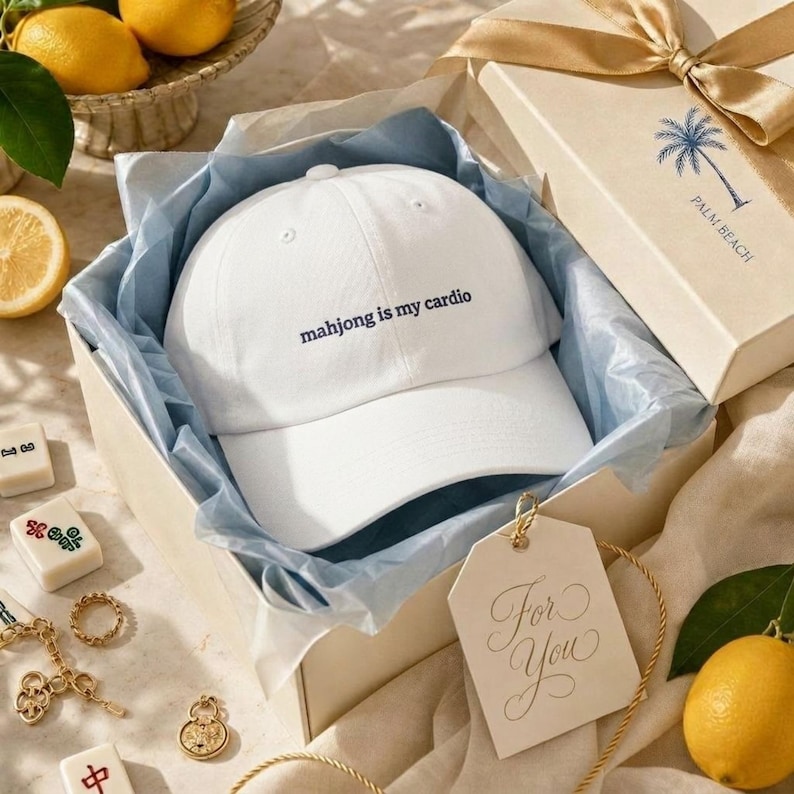 Mahjong Is My Cardio Embroidered Hat Cotton Twill Cap Game Night Player
