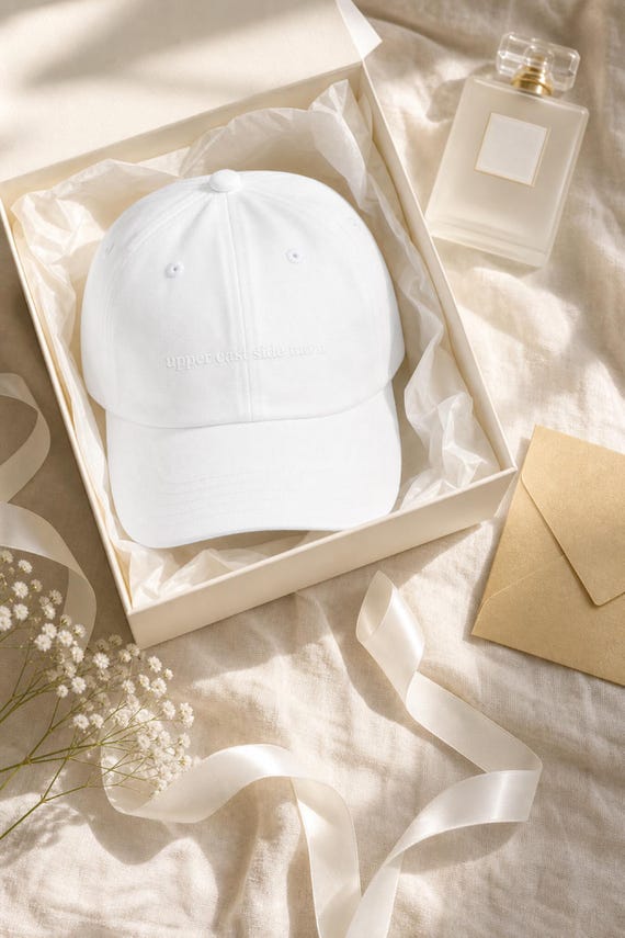 Upper East Side Mom Embroidered Hat NYC Preppy Cotton Cap Mothers Day detail