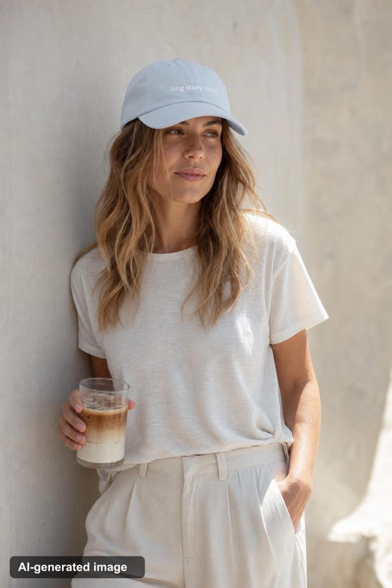 Embroidered Dad Hat Long Story Short Minimalist Quote Cap Aesthetic Women detail