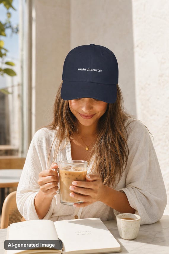 Main Character Embroidered Dad Hat Aesthetic Cotton Cap Bookish Women detail