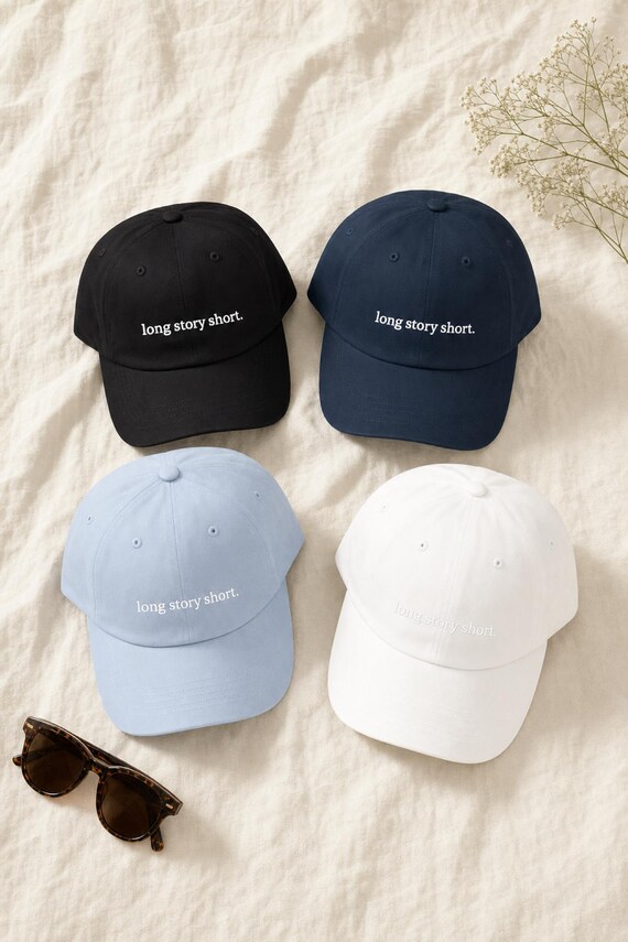 Embroidered Dad Hat Long Story Short Minimalist Quote Cap Aesthetic Women detail