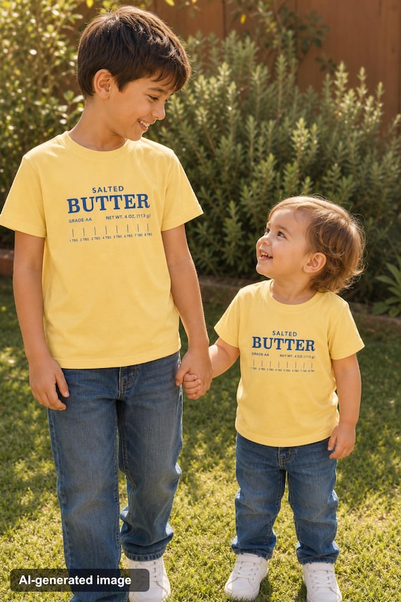 Salted Butter Costume Kids Shirt: Easy Halloween Tee, Toddler to Youth, All Over Print Jersey detail