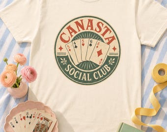 Canasta Social Club Comfort Colors T-Shirt | Vintage Card Game Tee Playing Cards Gift