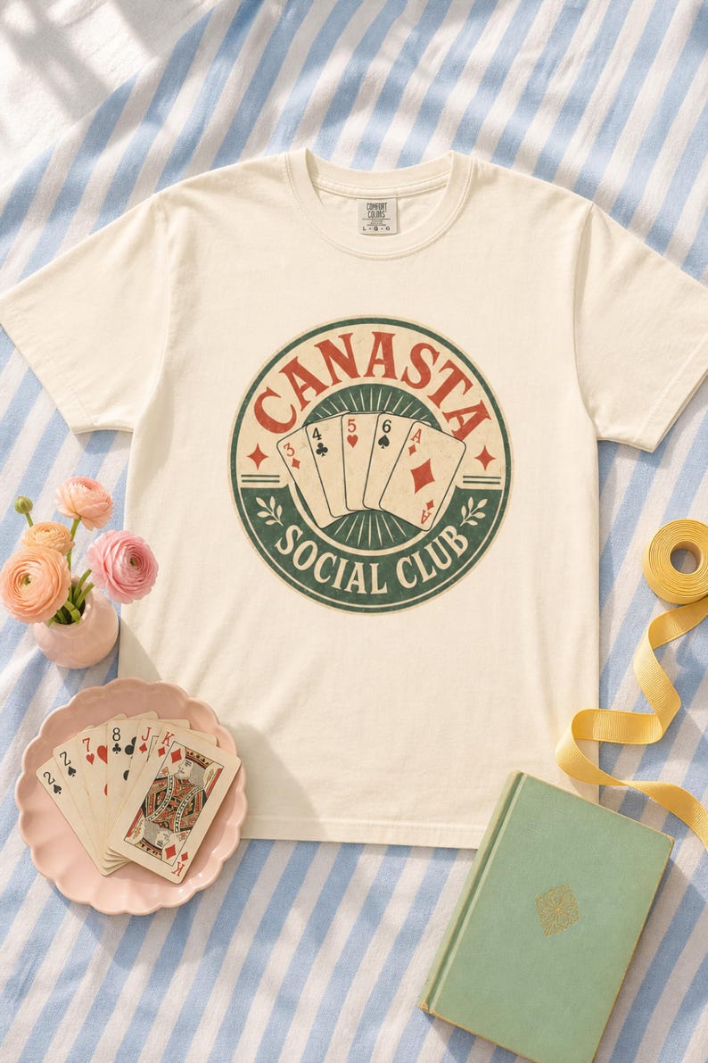 Canasta Social Club Comfort Colors T-Shirt | Vintage Card Game Tee Playing Cards Gift