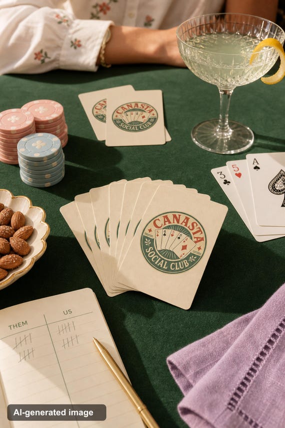 Canasta Social Club Playing Cards Vintage Poker Deck | Card Game Gift Game Night detail