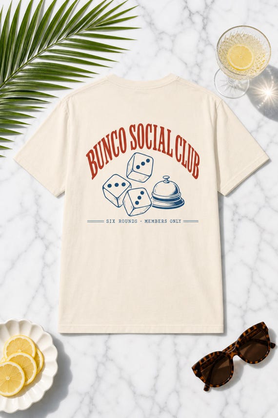 Bunco Social Club Shirt Comfort Colors Dice Game Tee Front and Back Bunco Night Gift for Her Ladies Game Night Group Team Women detail