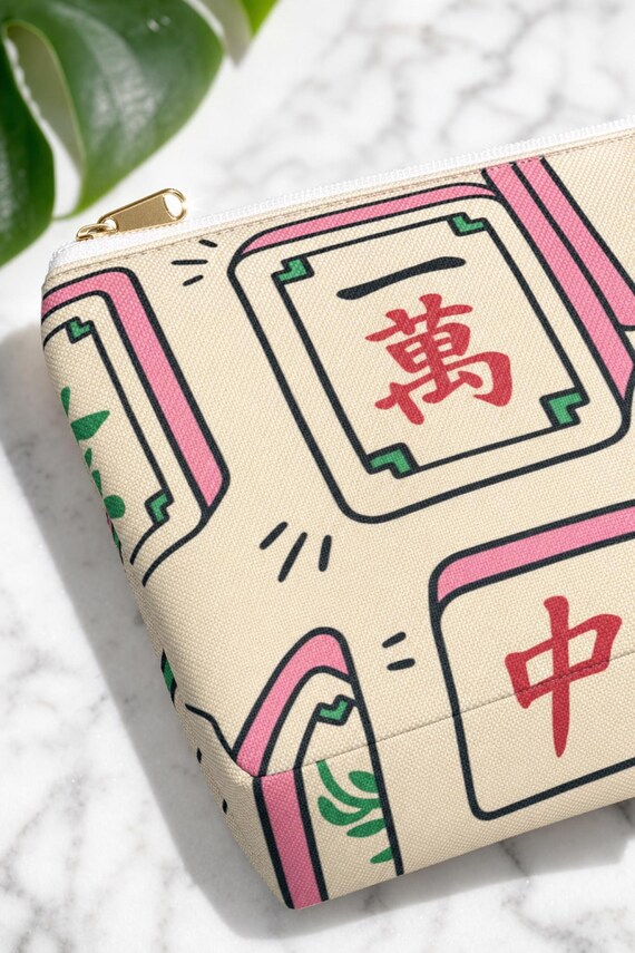 Mahjong Tile Storage Bag Canvas Pouch Fits Full Set Travel Organizer Game Night detail