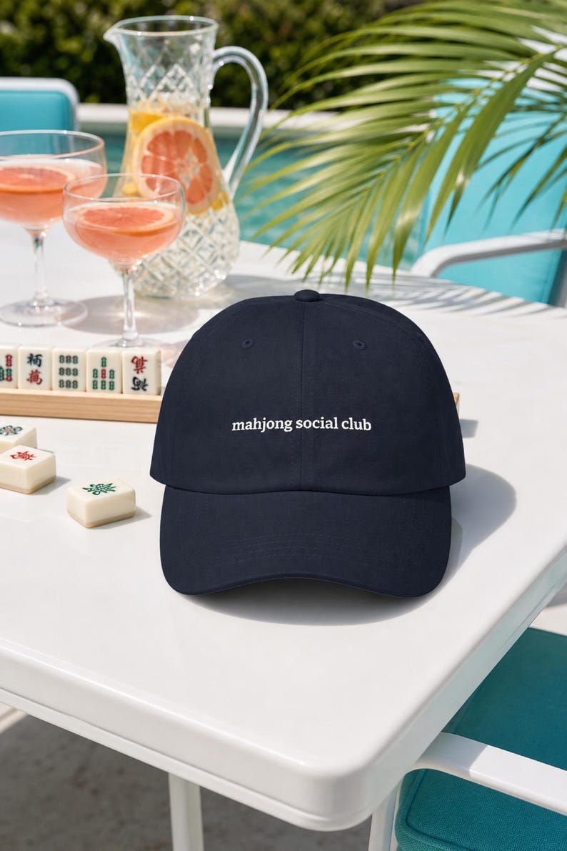 Mahjong Social Club Embroidered Dad Hat Cotton Twill Cap Game Night