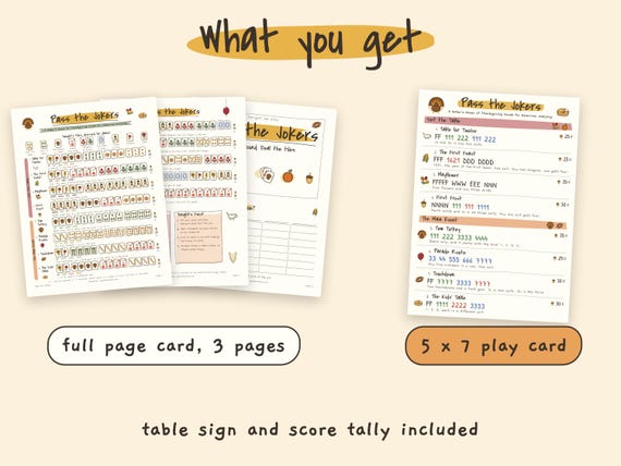 Thanksgiving Mahjong Card: 13 Printable Hands, Friendsgiving Mah Jongg Game Night, Ink Saver detail